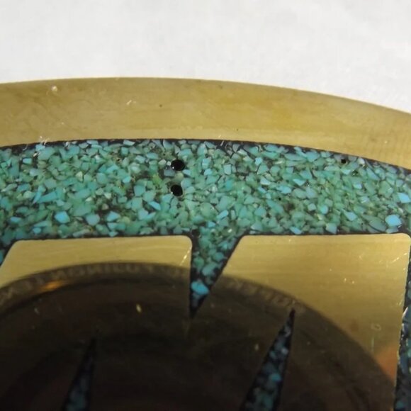 LMI Turquoise Chips with Solid Brass Belt Buckle - Picture 3 of 9
